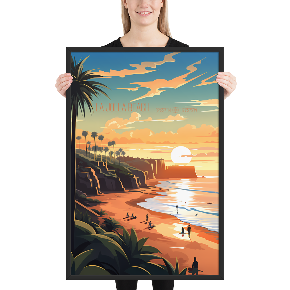 California - La Jolla Beach (Framed poster)