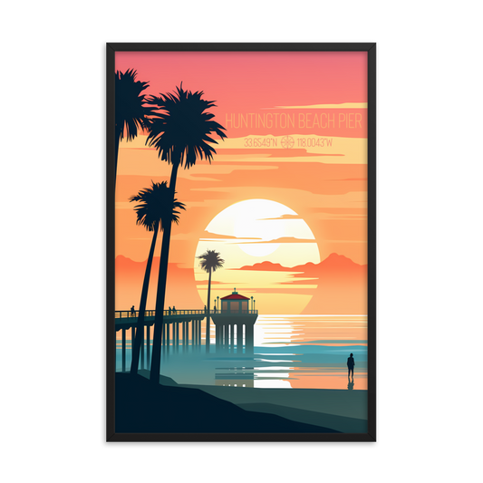 California - Huntington Beach Pier (Framed poster)
