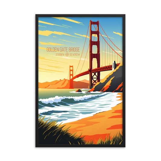 California - Golden Gate Bridge (Framed poster)