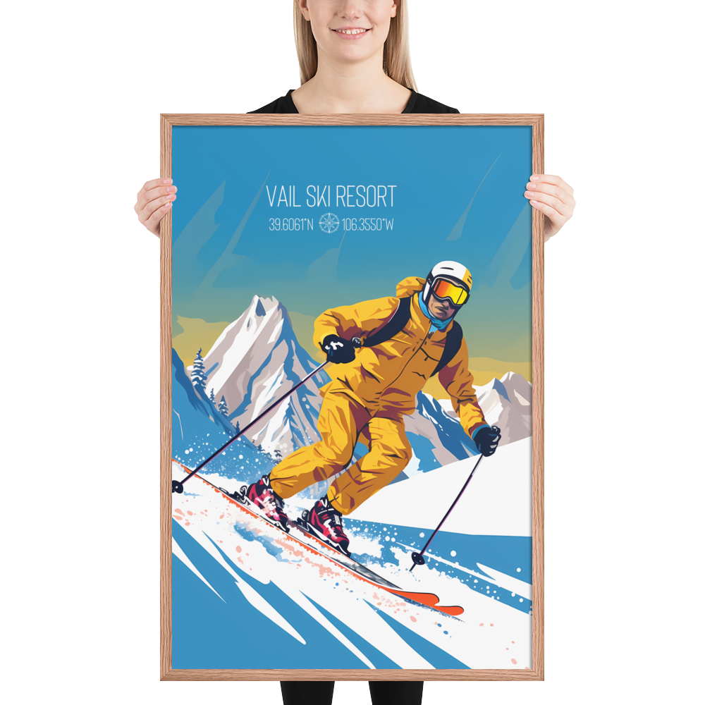 Colorado - Vail Ski Resort - Man Ski (Framed poster)