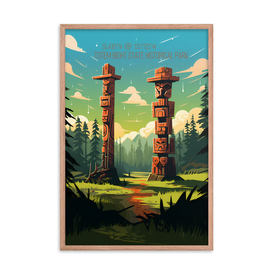 Alaska - Totem Bight State Historical Park (Framed Poster)