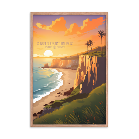 California - Sunset Cliffs Natural Park (Framed poster)