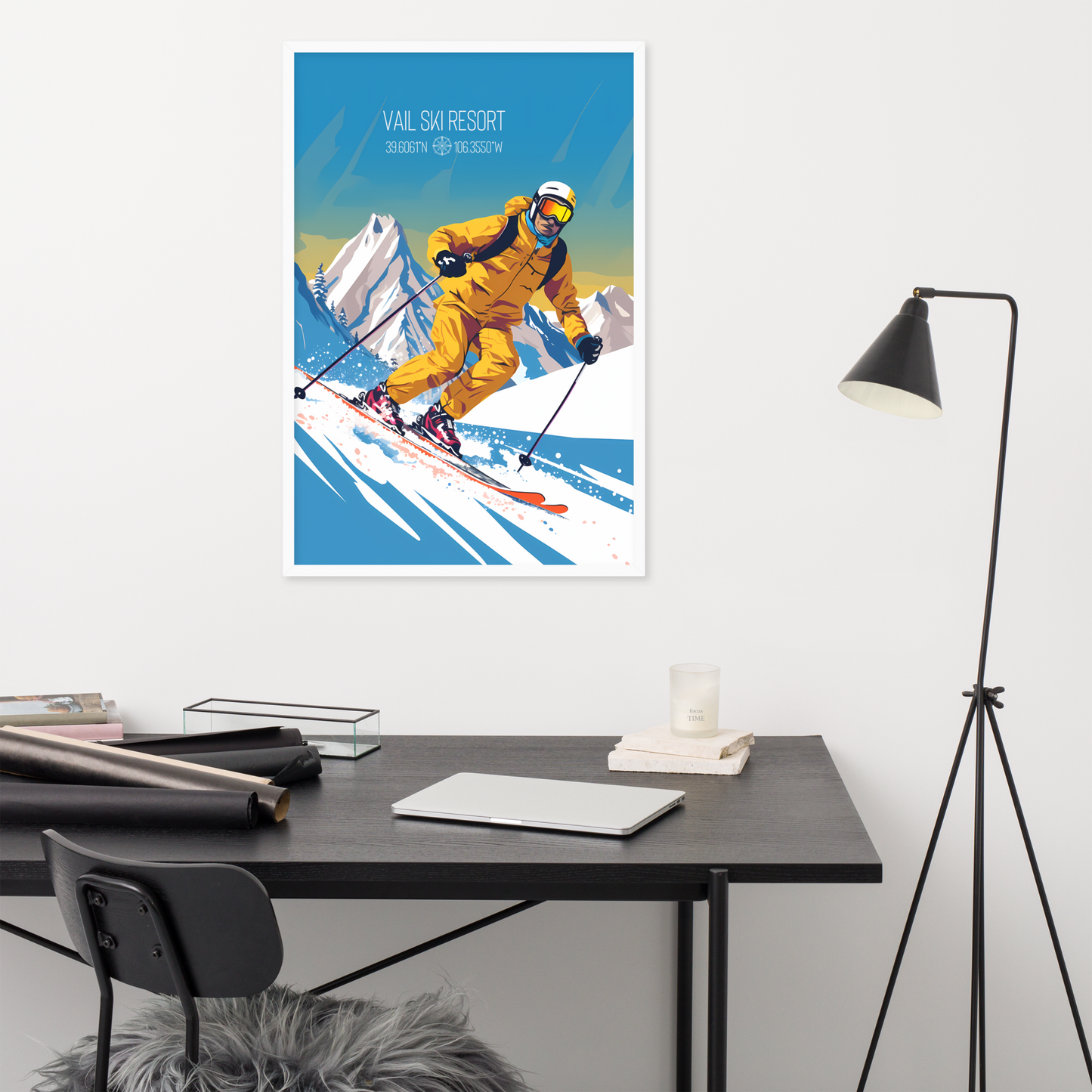 Colorado - Vail Ski Resort - Man Ski (Framed poster)