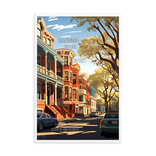 Georgia - Savannah Historic District (Framed poster)