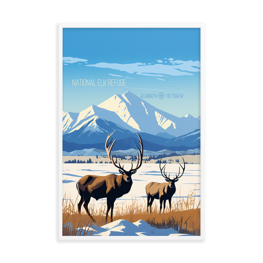 Wyoming - National Elk Refuge (Framed poster)