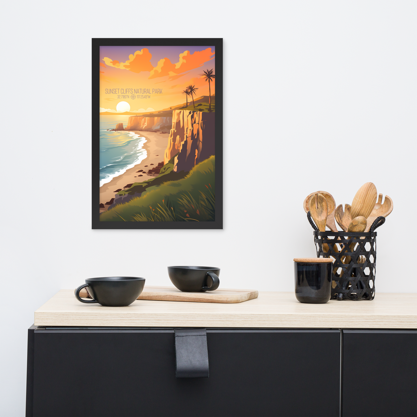 California - Sunset Cliffs Natural Park (Framed poster)