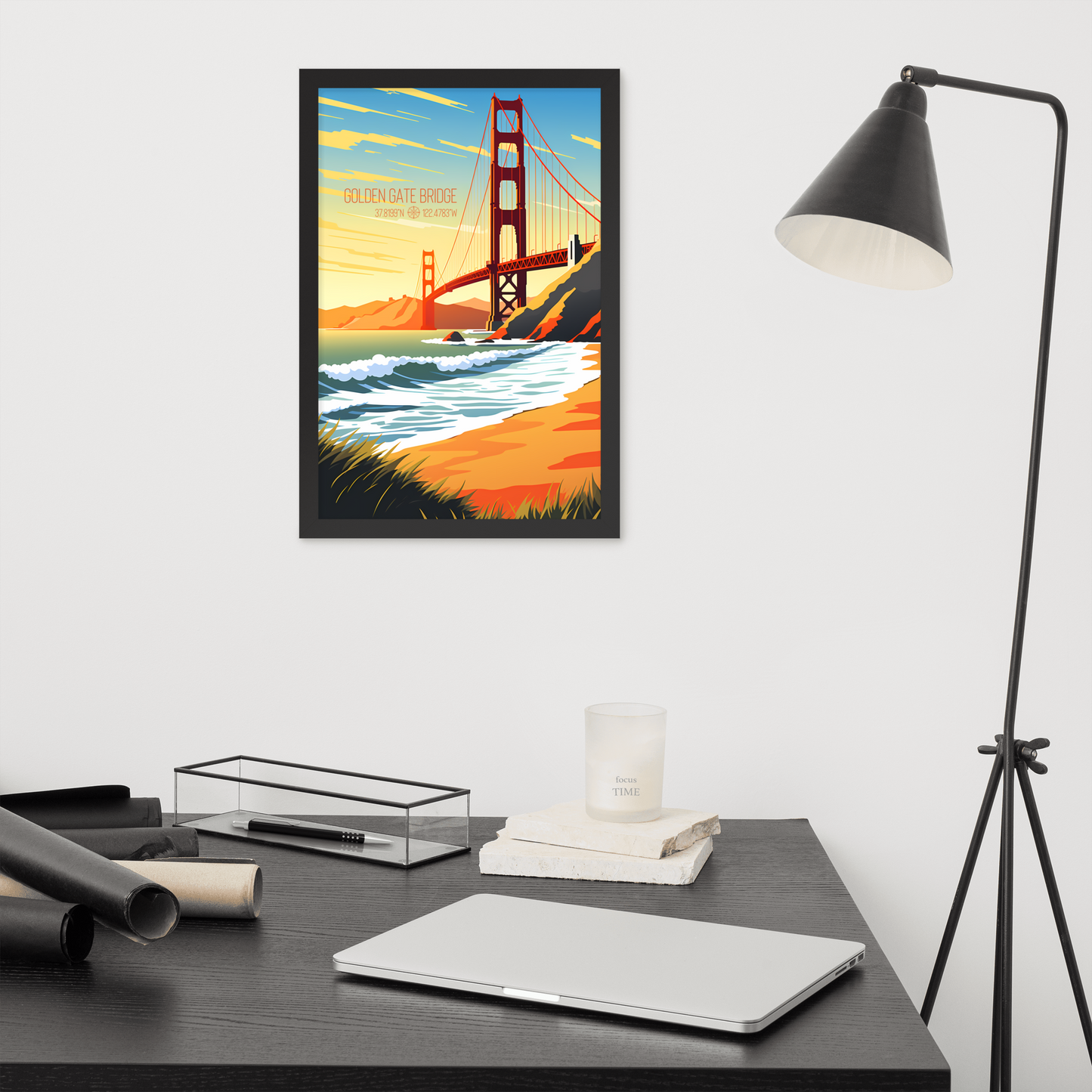 California - Golden Gate Bridge (Framed poster)