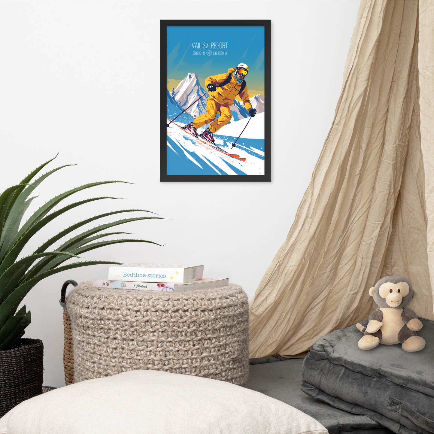 Colorado - Vail Ski Resort - Man Ski (Framed poster)