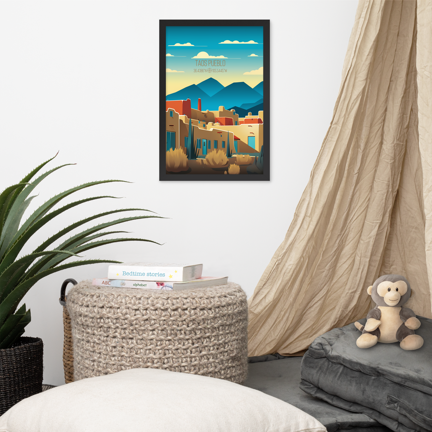 New Mexico - Taos Pueblo (Framed poster)