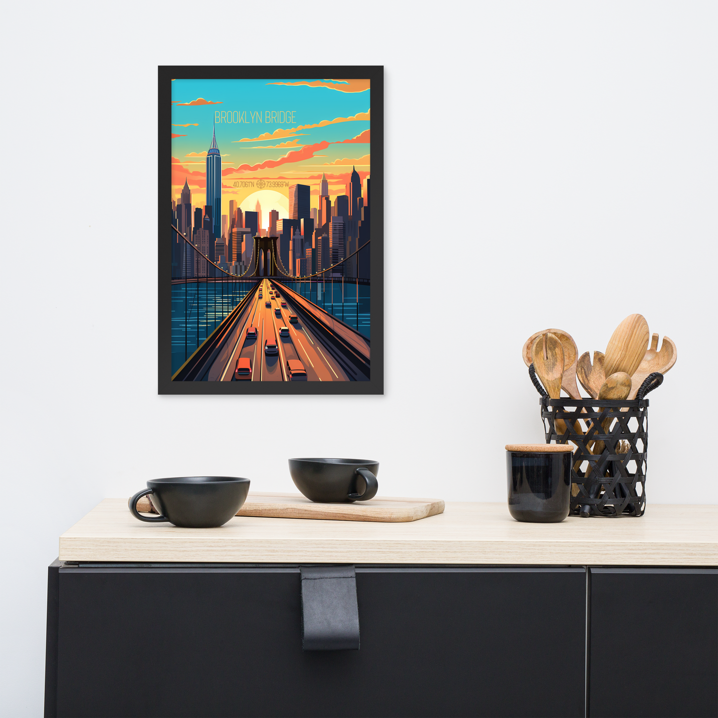 New York - Brooklyn Bridge (Framed poster)