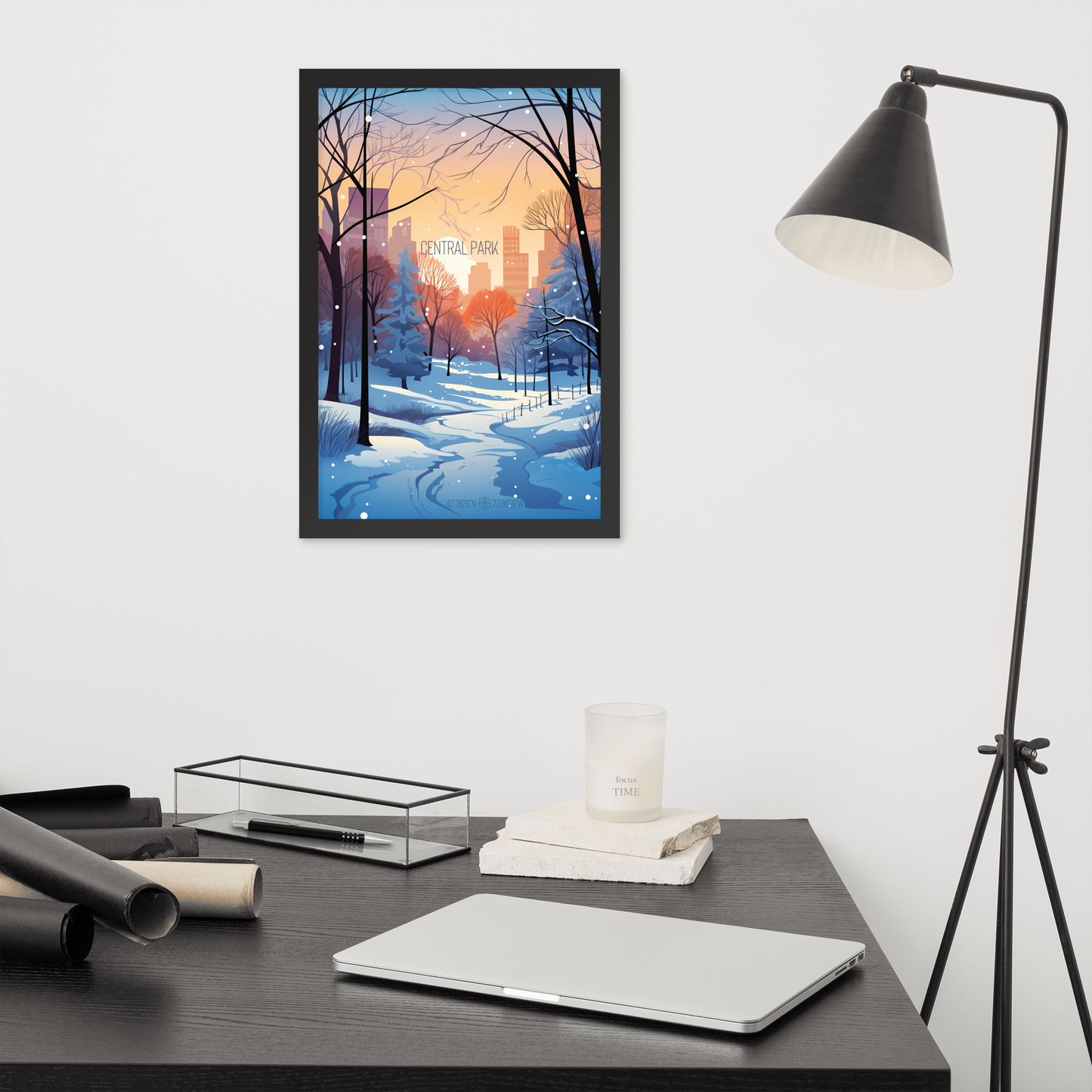 New York - Central Park Winter (Framed poster)