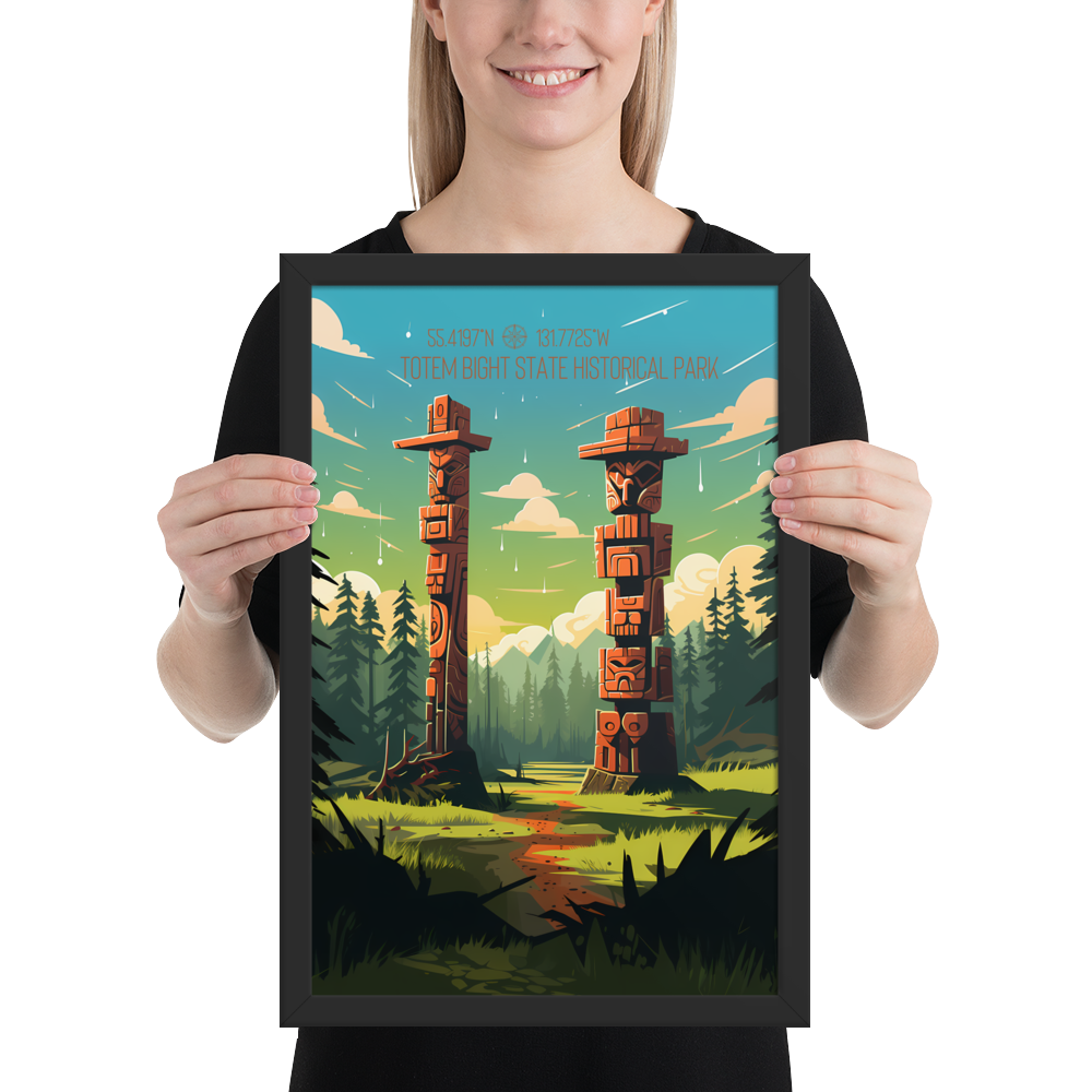 Alaska - Totem Bight State Historical Park (Framed Poster)