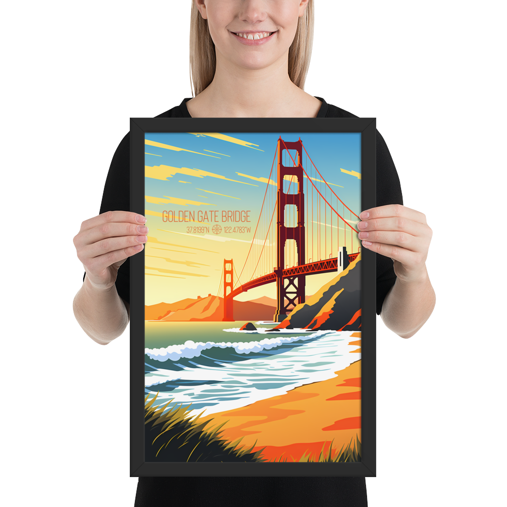 California - Golden Gate Bridge (Framed poster)