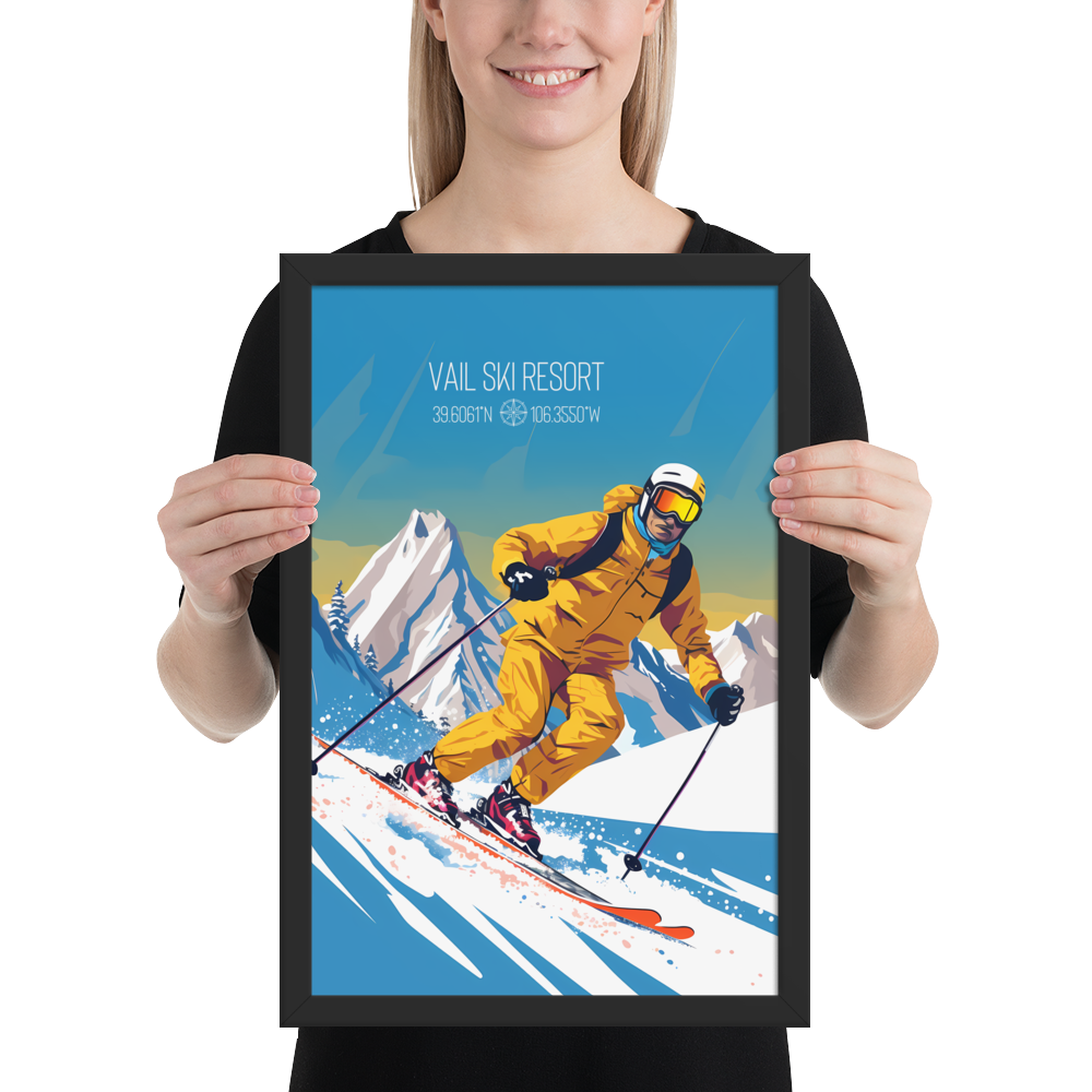 Colorado - Vail Ski Resort - Man Ski (Framed poster)