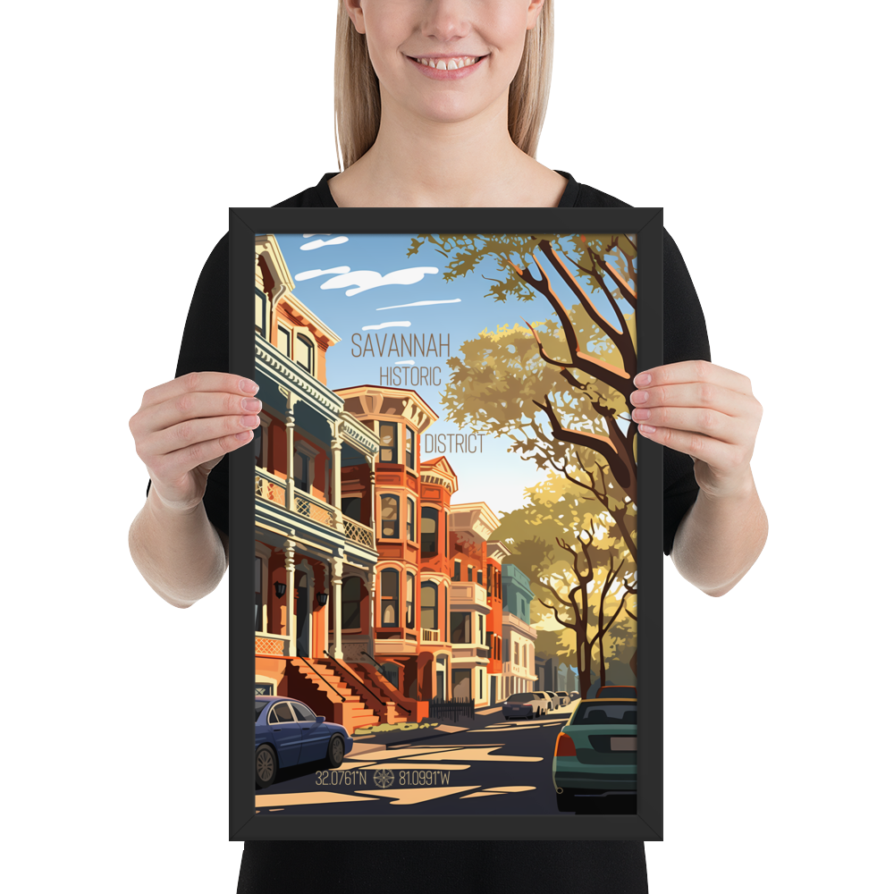 Georgia - Savannah Historic District (Framed poster)