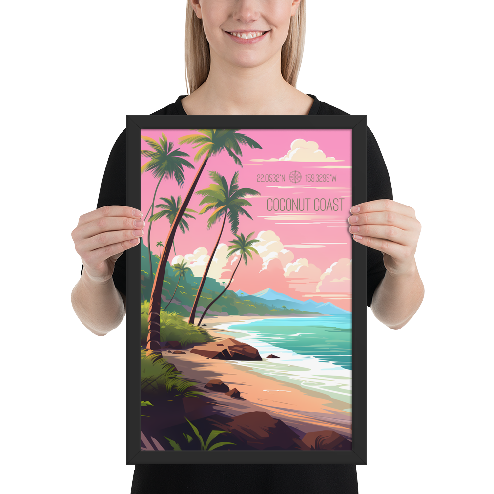 Hawaii - Coconut Coast (Framed poster)