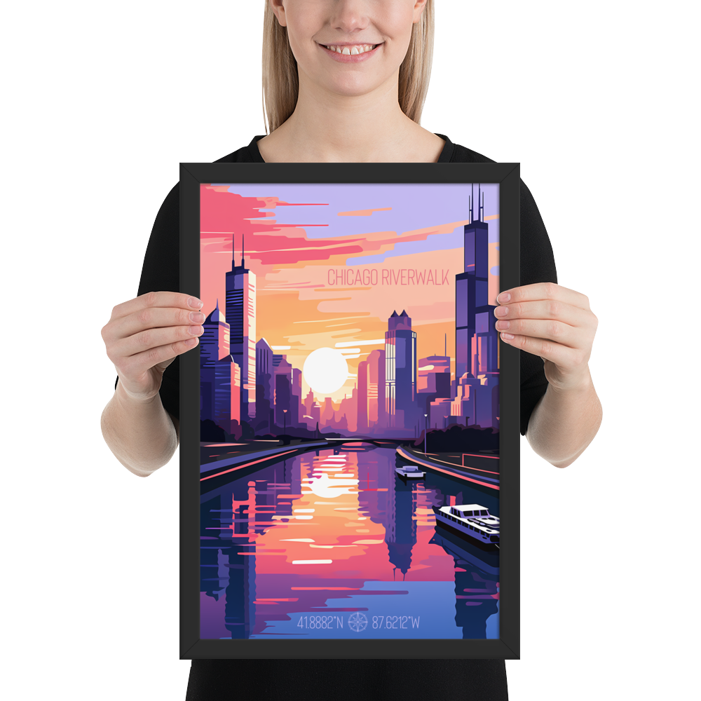 Illinois - Chicago Riverwalk (Framed poster)