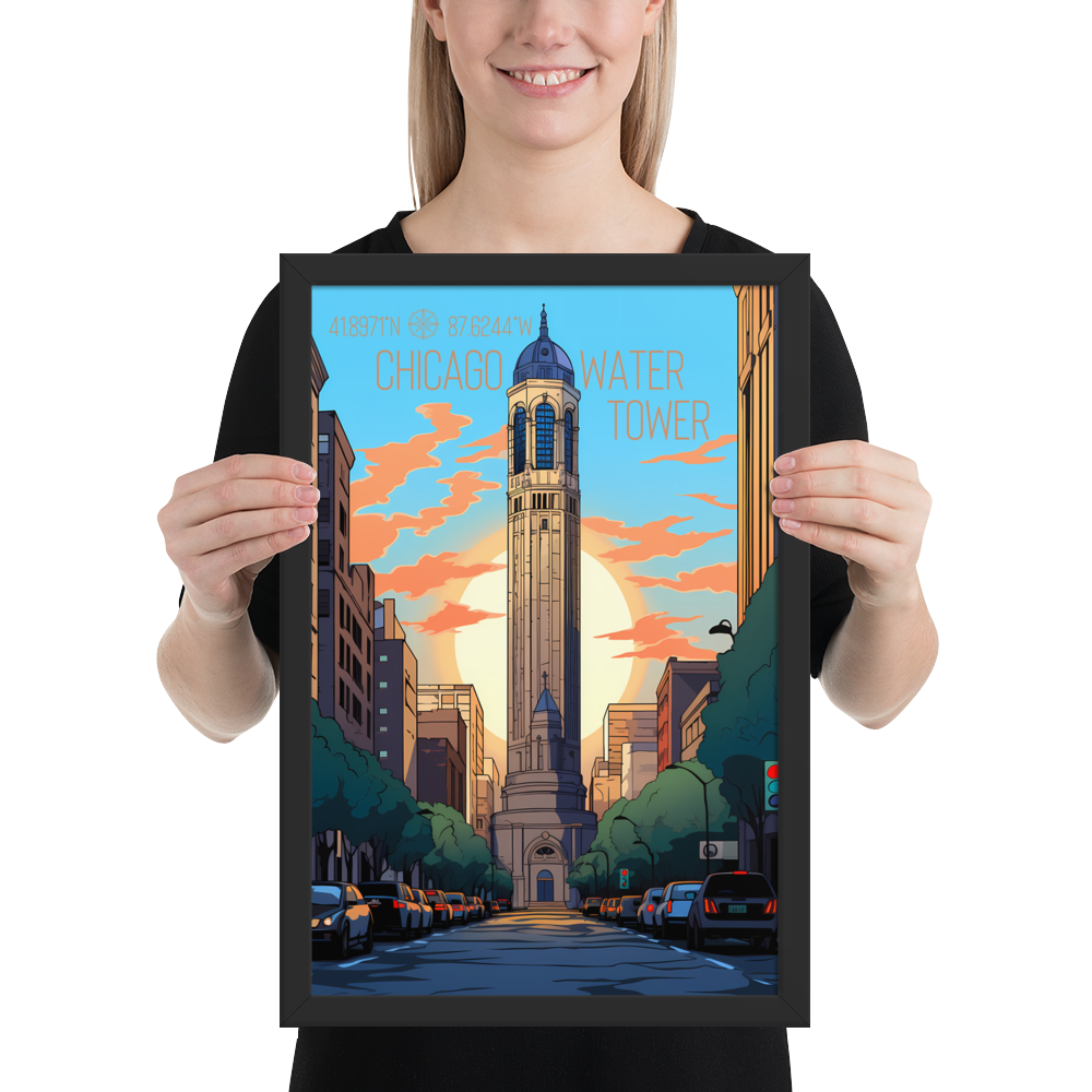 Illinois - Chicago Water Tower (Framed poster)