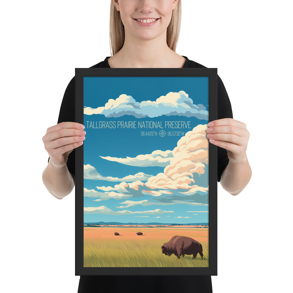 Kansas - Tallgrass Prairie National Preserve (Framed poster)