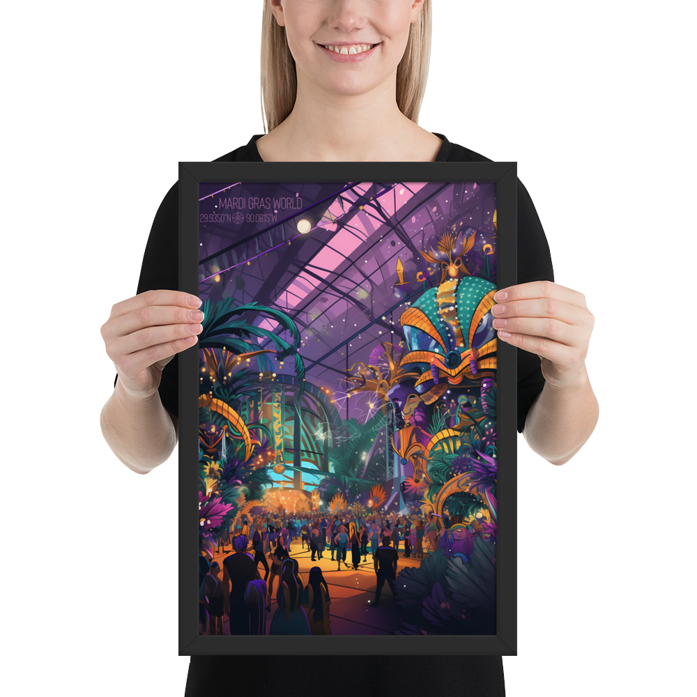 Louisiana - Mardi Gras World (Framed poster)