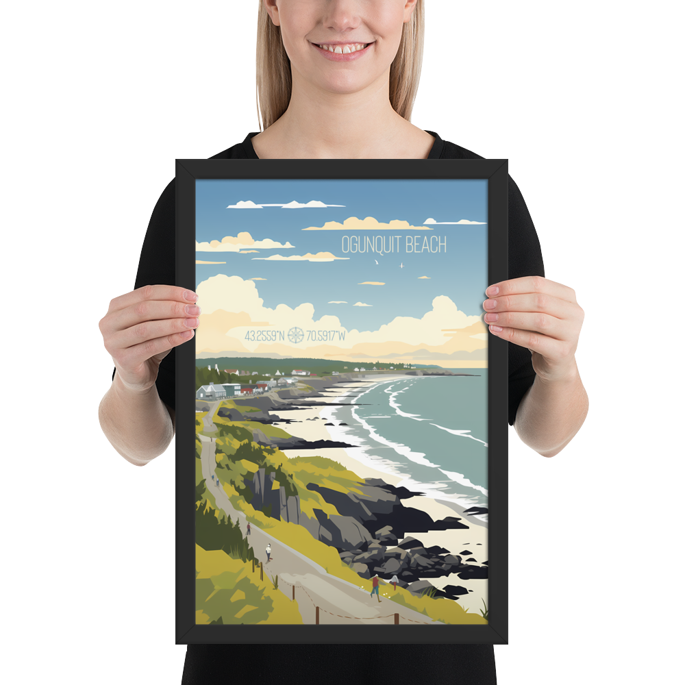 Maine - Ogunquit Beach (Framed poster)