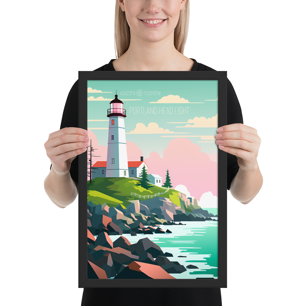 Maine - Portland Head Light (Framed poster)