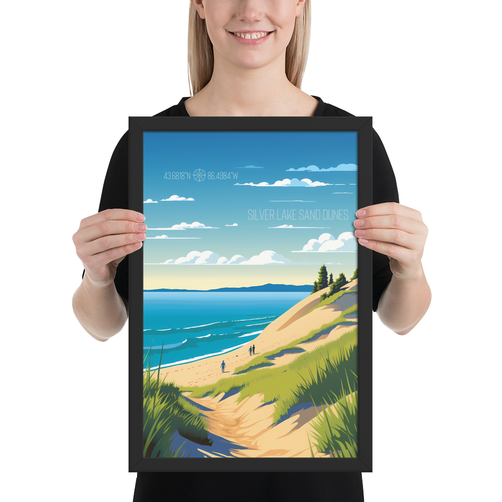 Michigan - Silver Lake Sand Dunes (Framed poster)