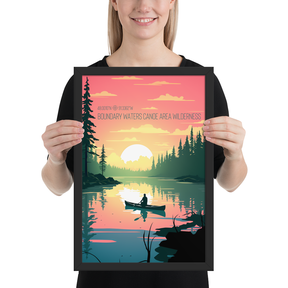 Minnesota - Boundary Waters Canoe Area Wilderness (Framed poster)