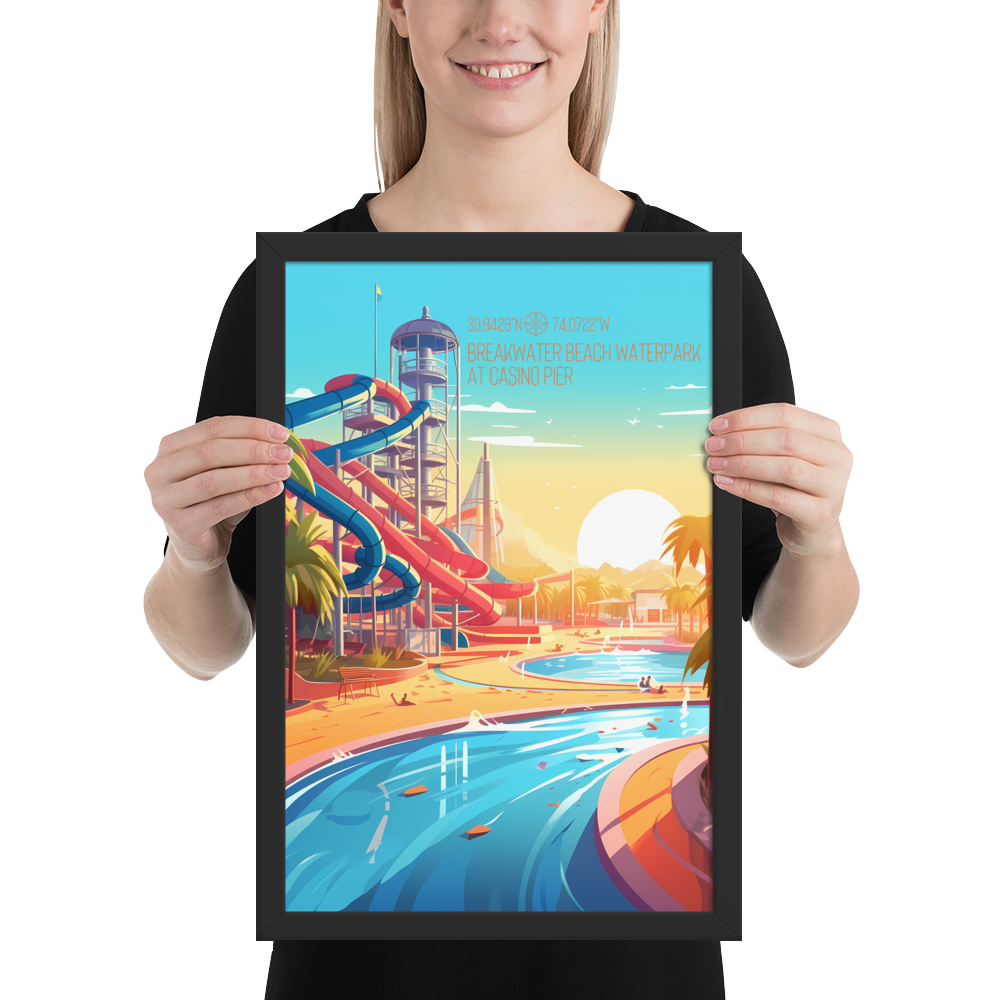 New Jersey - Breakwater Beach Water Park (Framed poster)