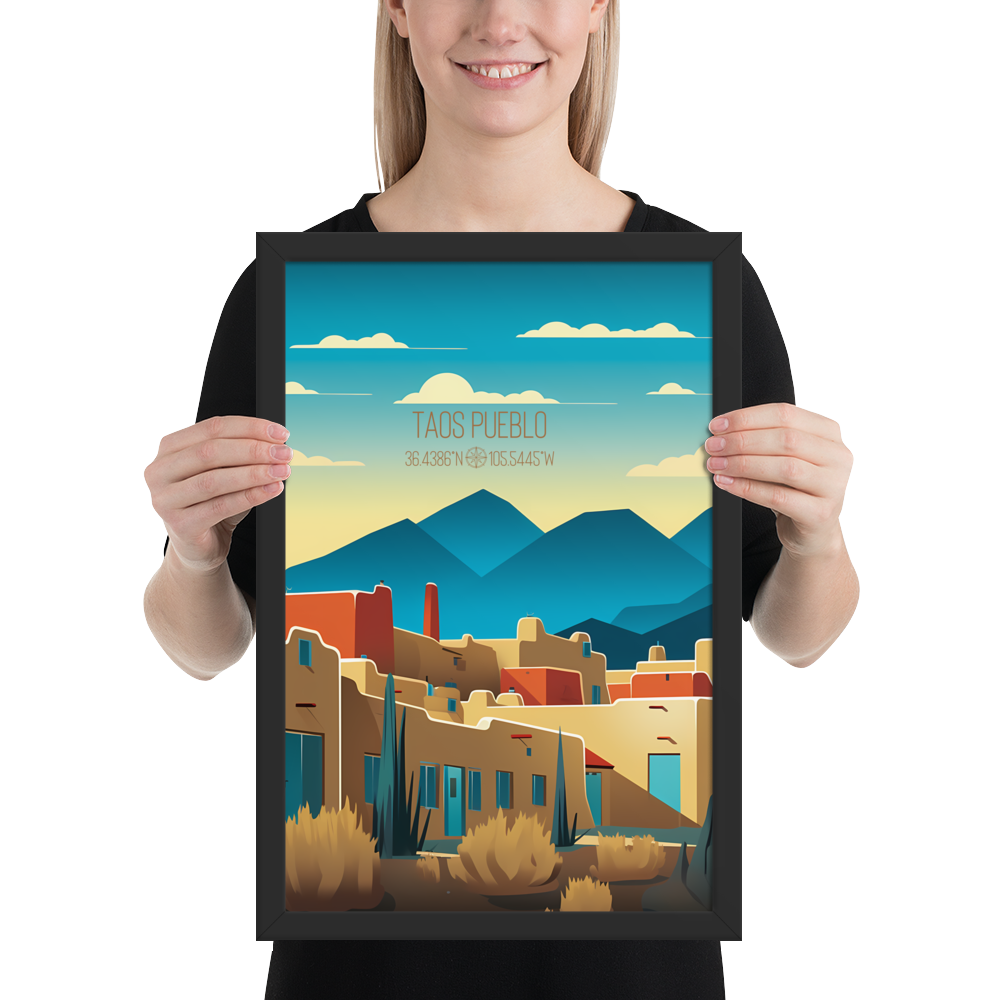 New Mexico - Taos Pueblo (Framed poster)