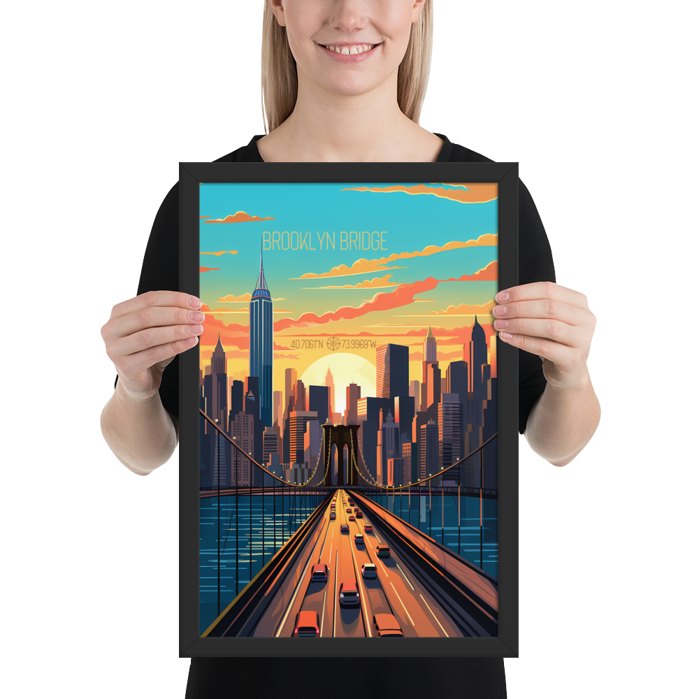 New York - Brooklyn Bridge (Framed poster)