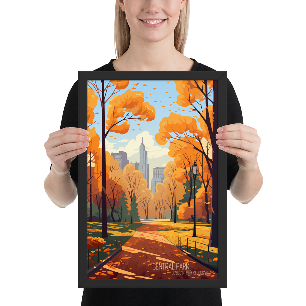 New York - Central Park Autumn (Framed poster)