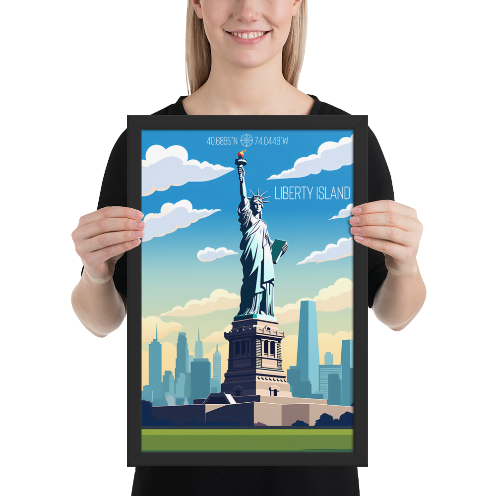 New York - Liberty Island (Framed poster)