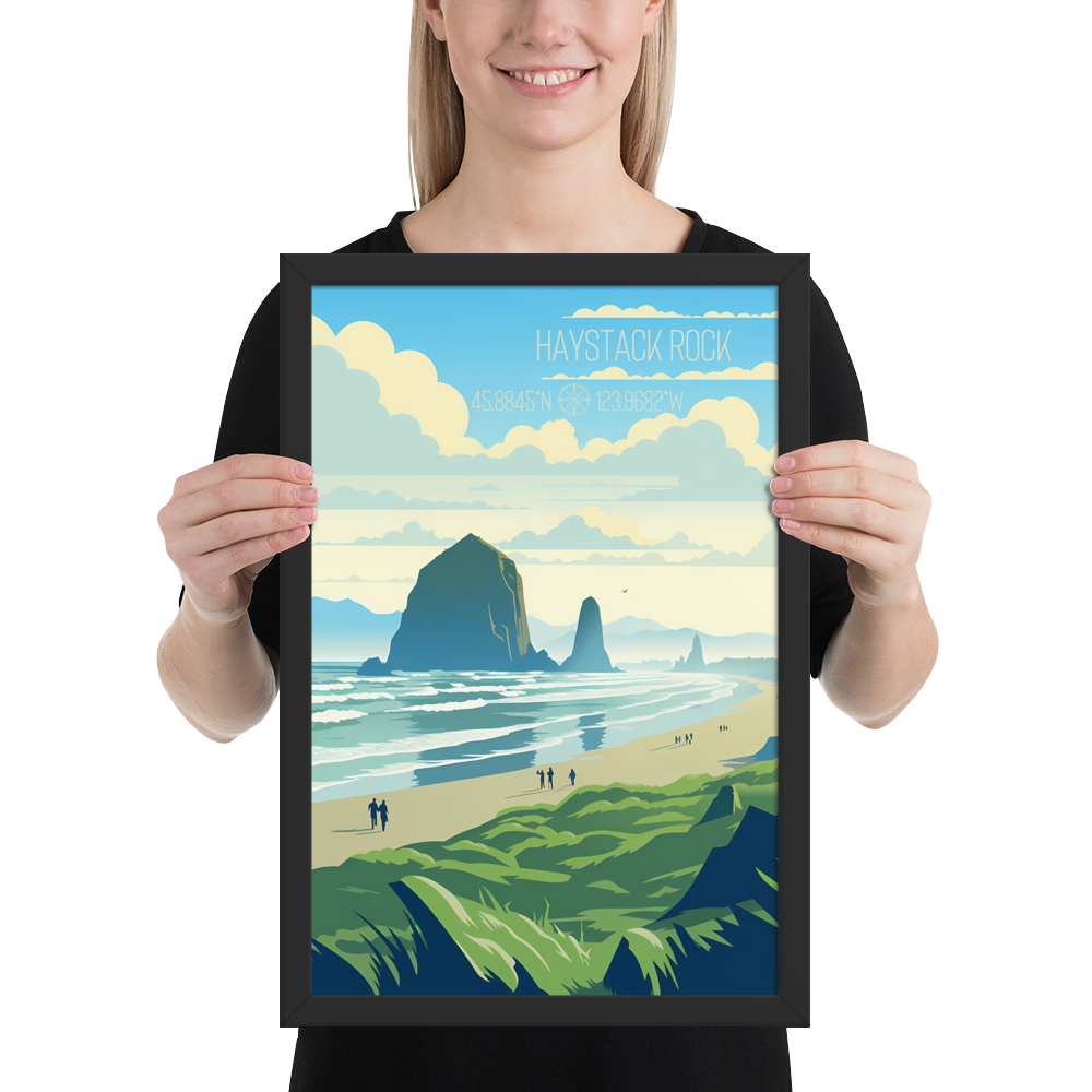 Oregon - Haystack Rock (Framed poster)