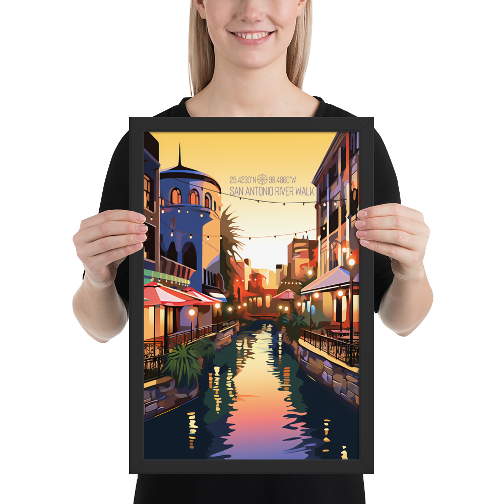 Texas -  San Antonio River Walk (Framed poster)