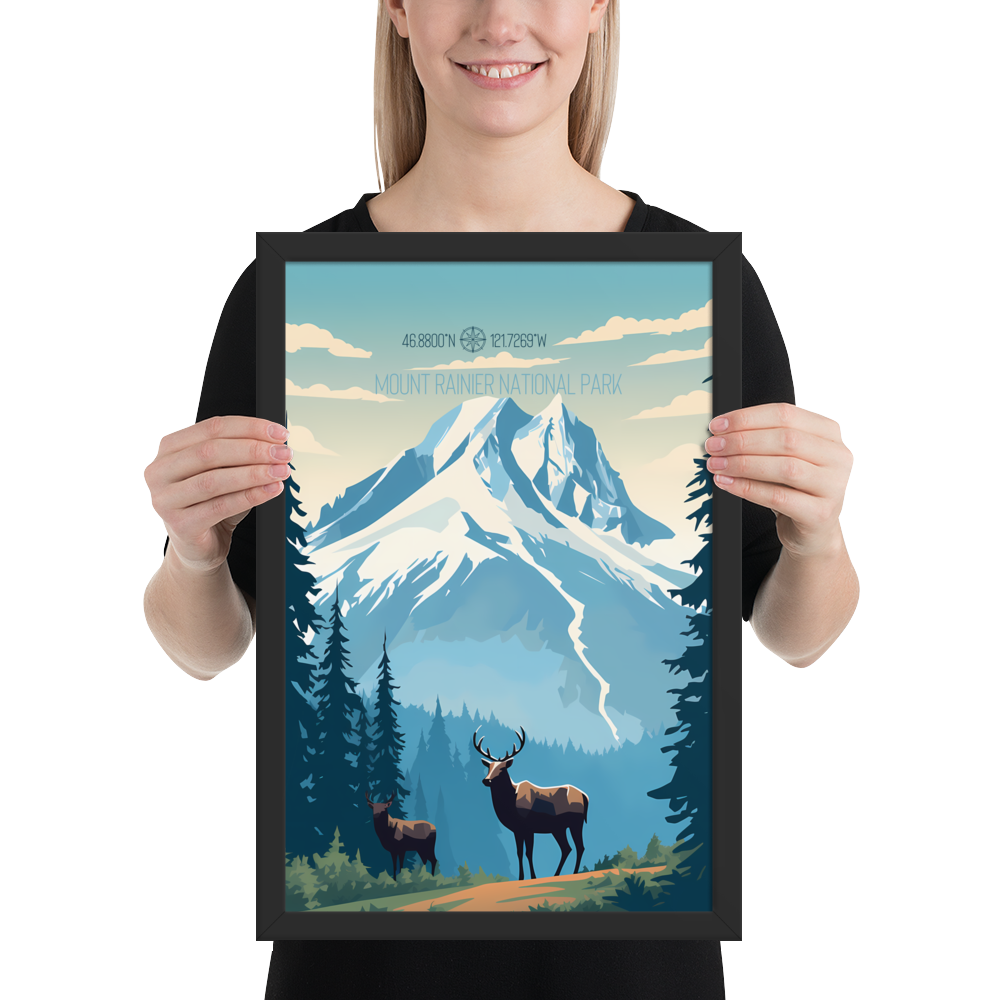 Washington - Mount Rainier National Park (Framed poster)