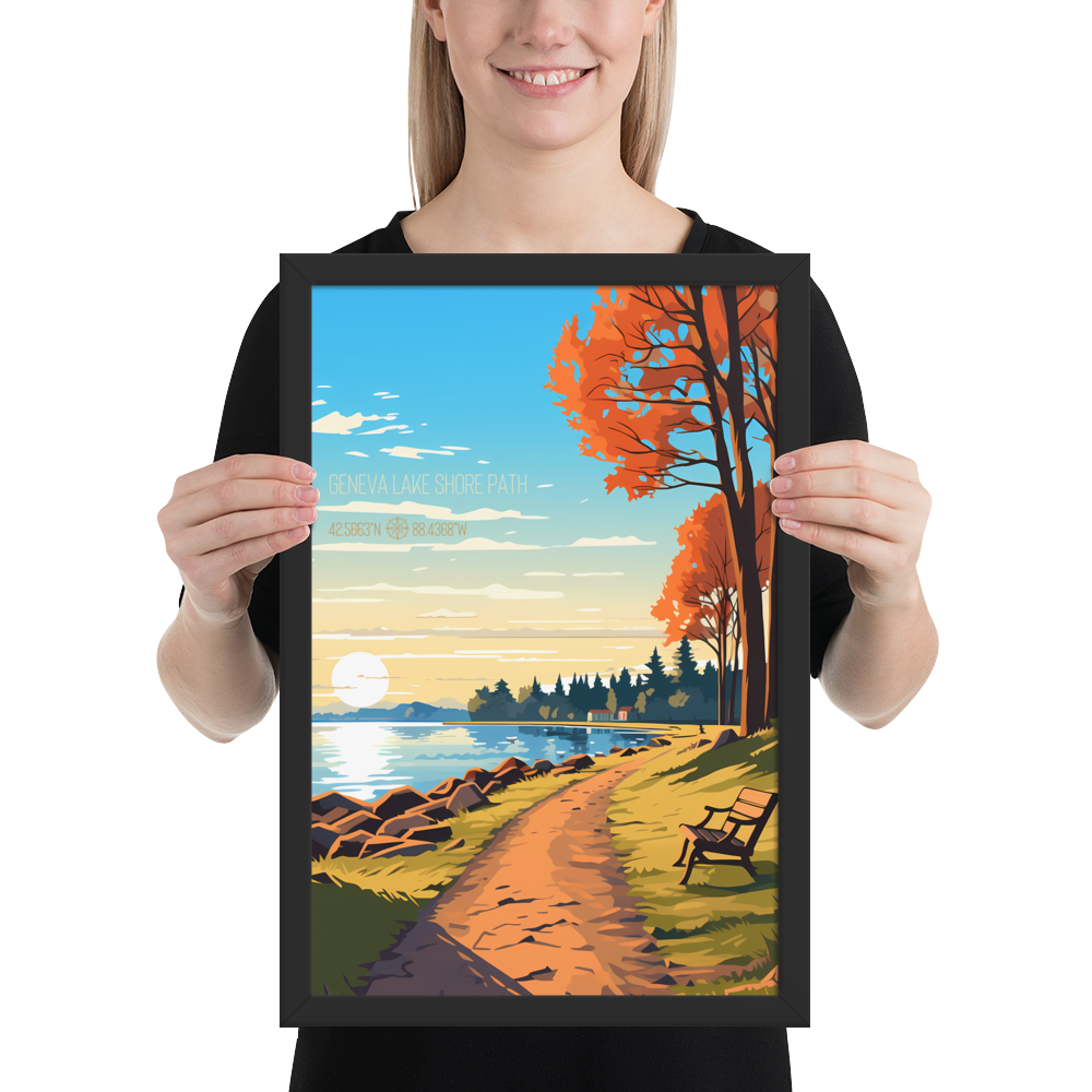 Wisconsin - Geneva Lake Shore Path (Framed poster)