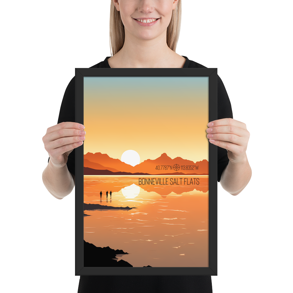 Utah - Bonneville Salt Flats (Framed poster)