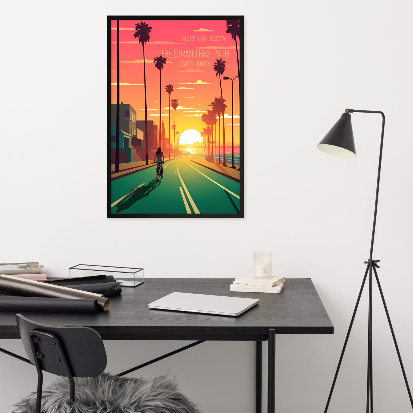 California - The Strand Bike Path - Santa Monica (Framed poster)