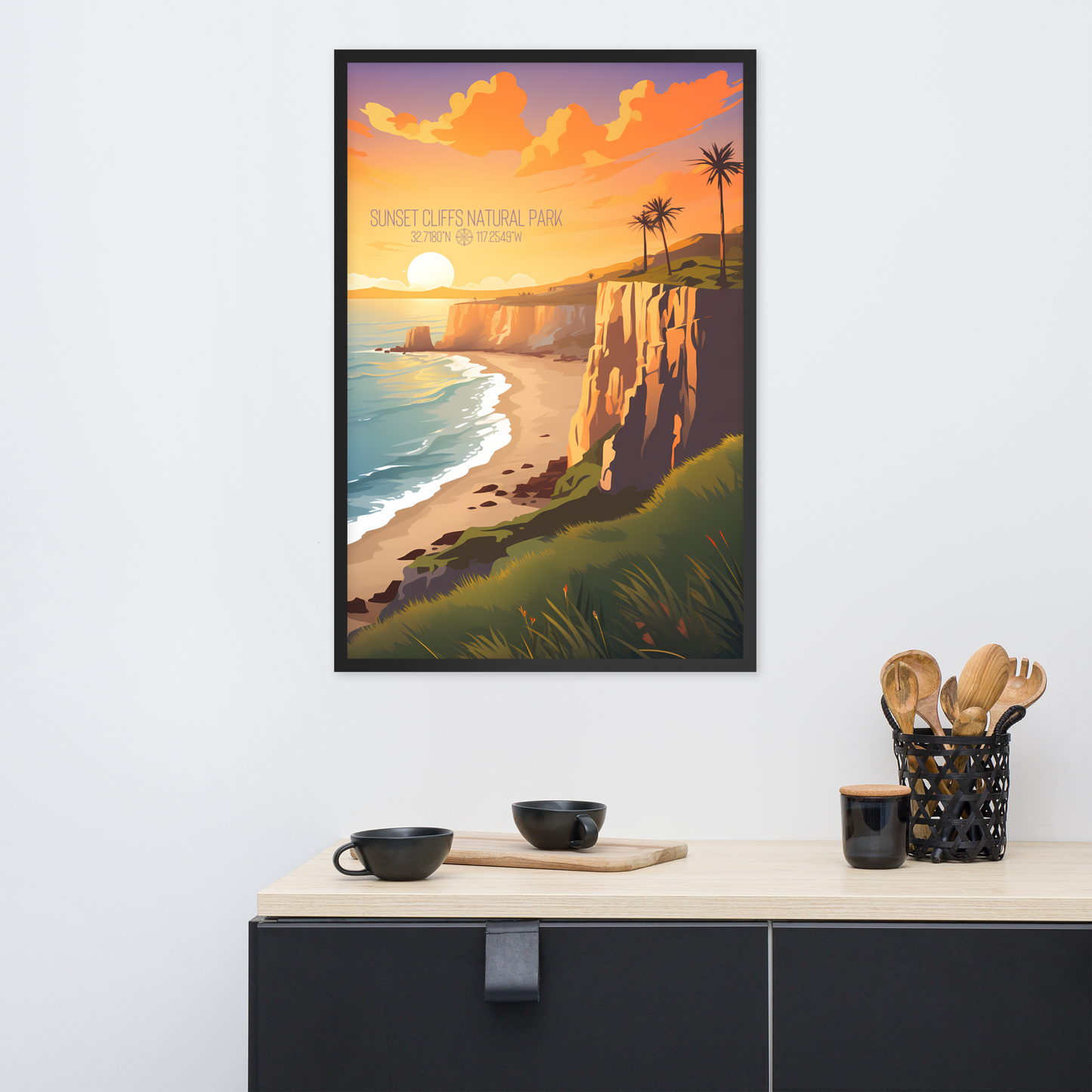 California - Sunset Cliffs Natural Park (Framed poster)