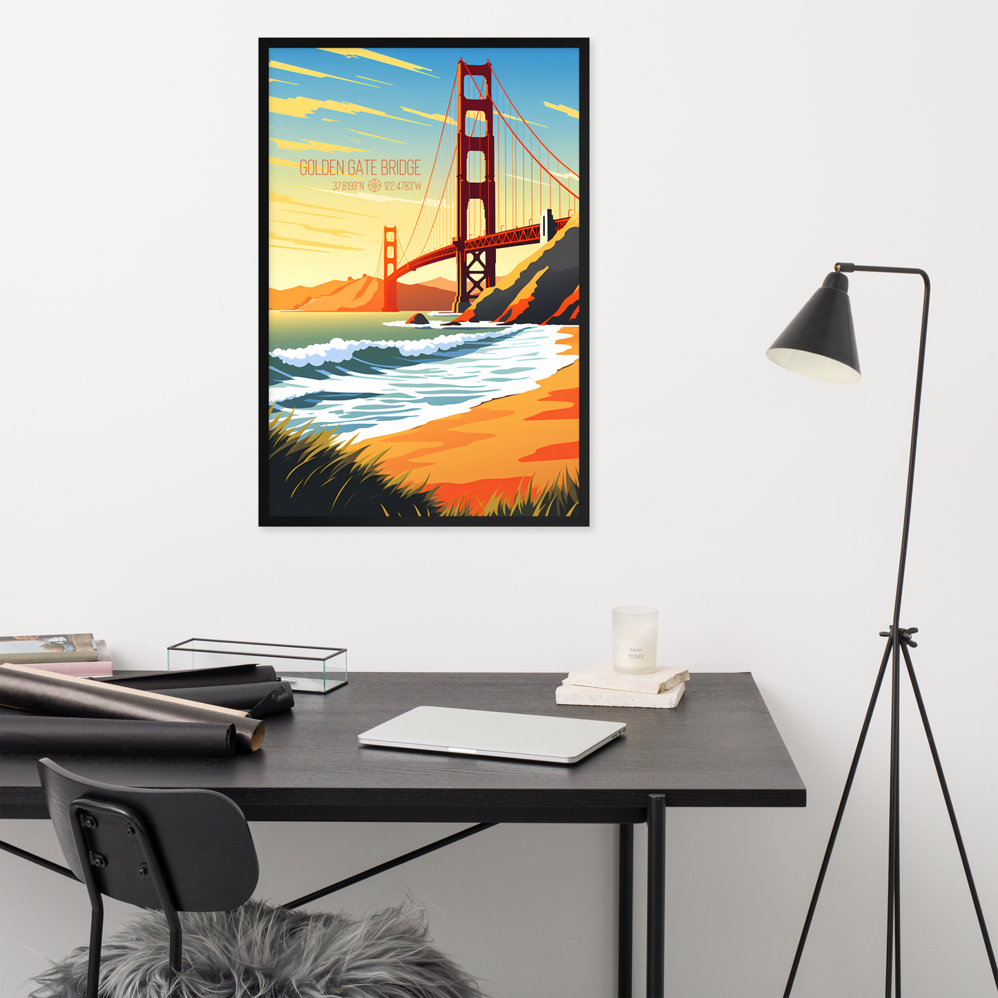 California - Golden Gate Bridge (Framed poster)