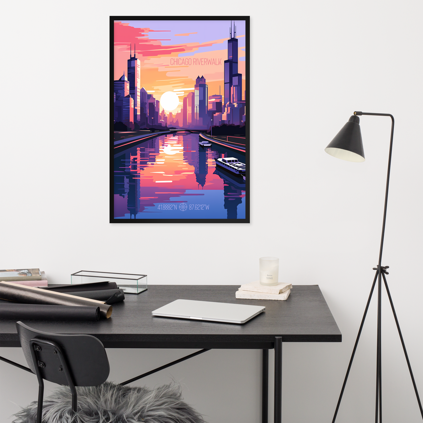 Illinois - Chicago Riverwalk (Framed poster)