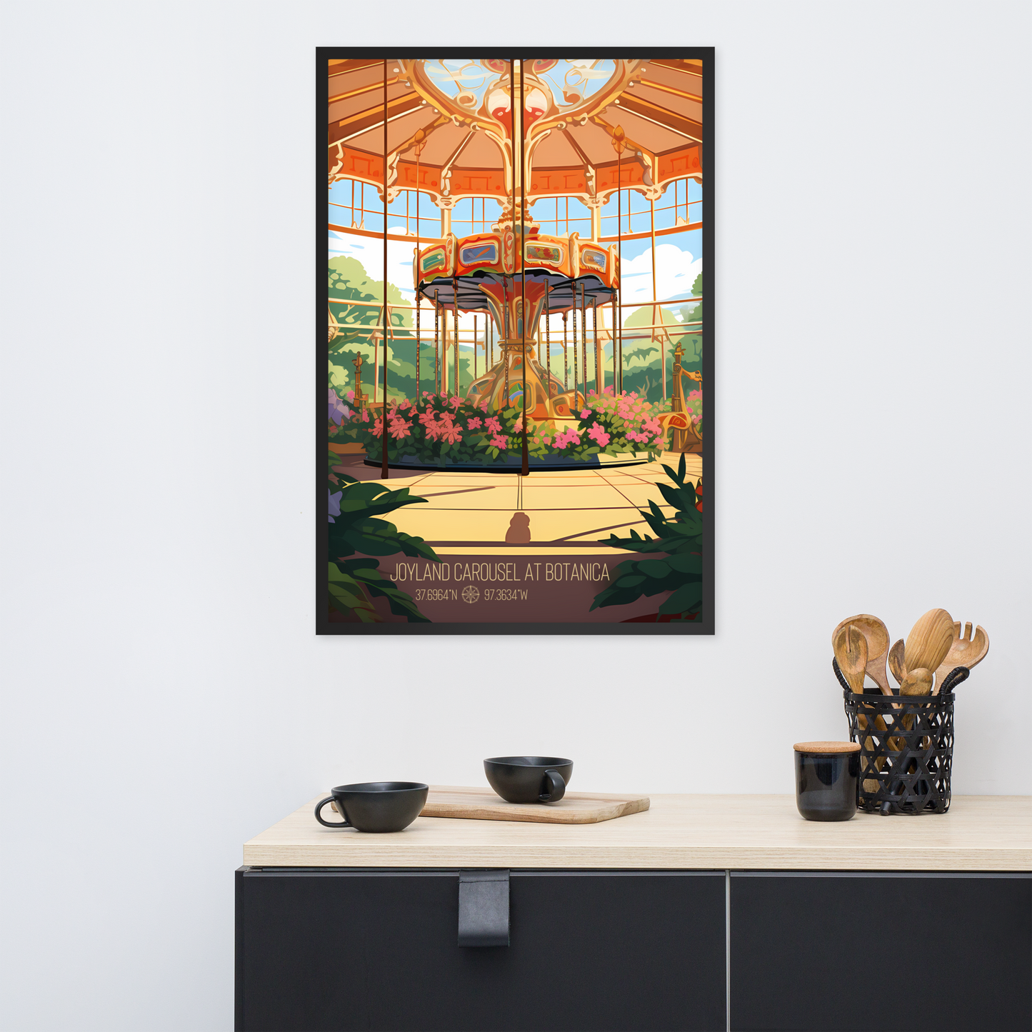 Kansas - Joyland Carousel at Botanica (Framed poster)