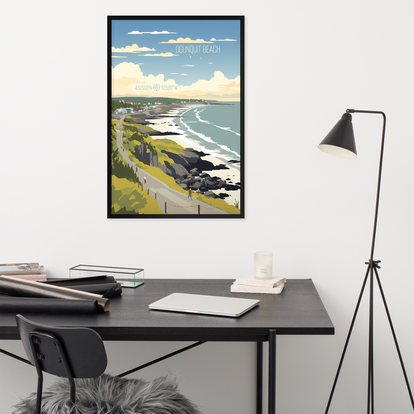 Maine - Ogunquit Beach (Framed poster)