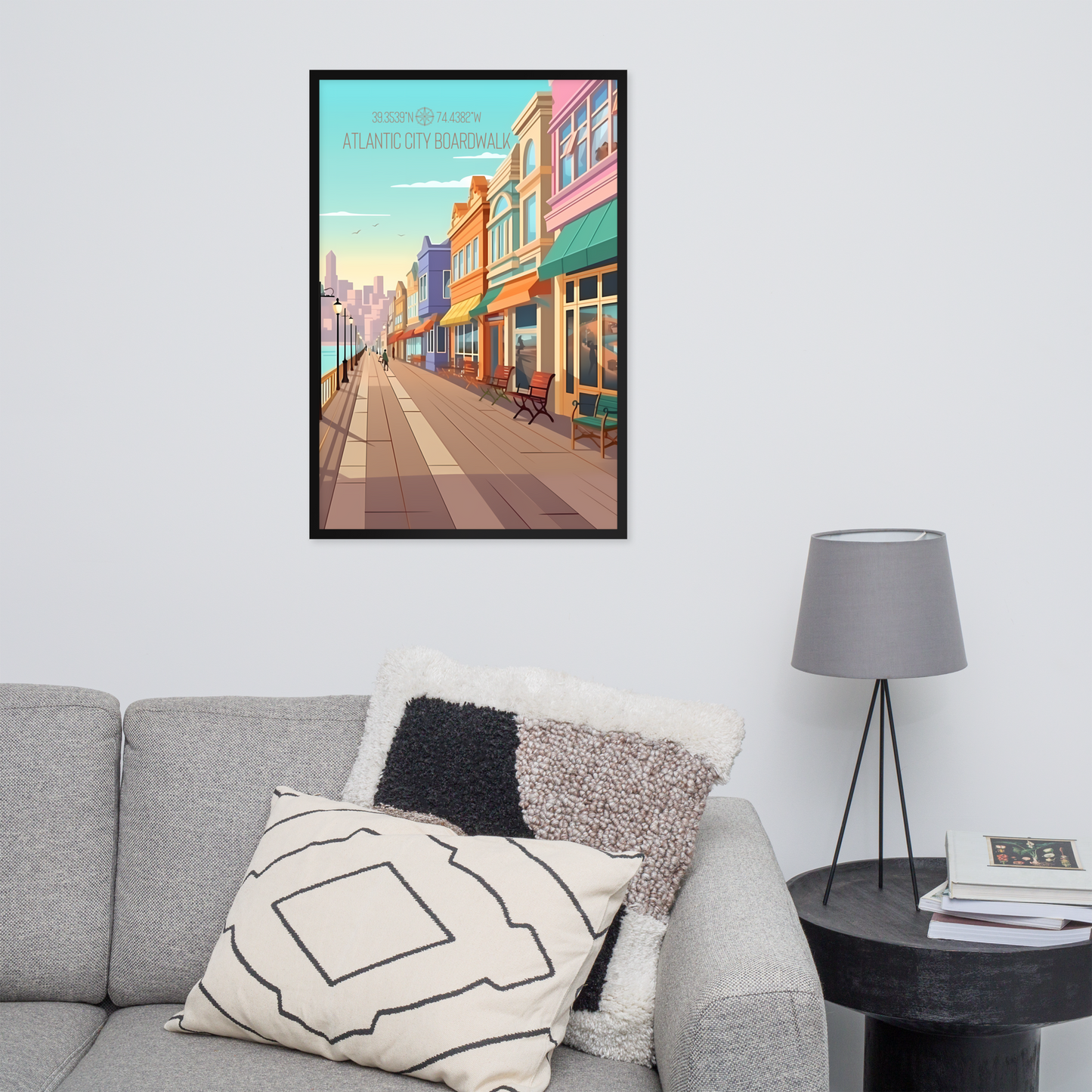 New Jersey - Atlantic City Boardwalk (Framed poster)