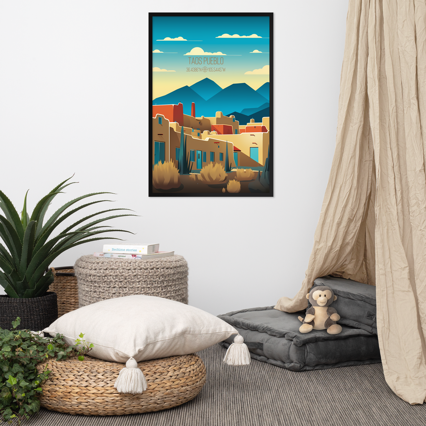 New Mexico - Taos Pueblo (Framed poster)