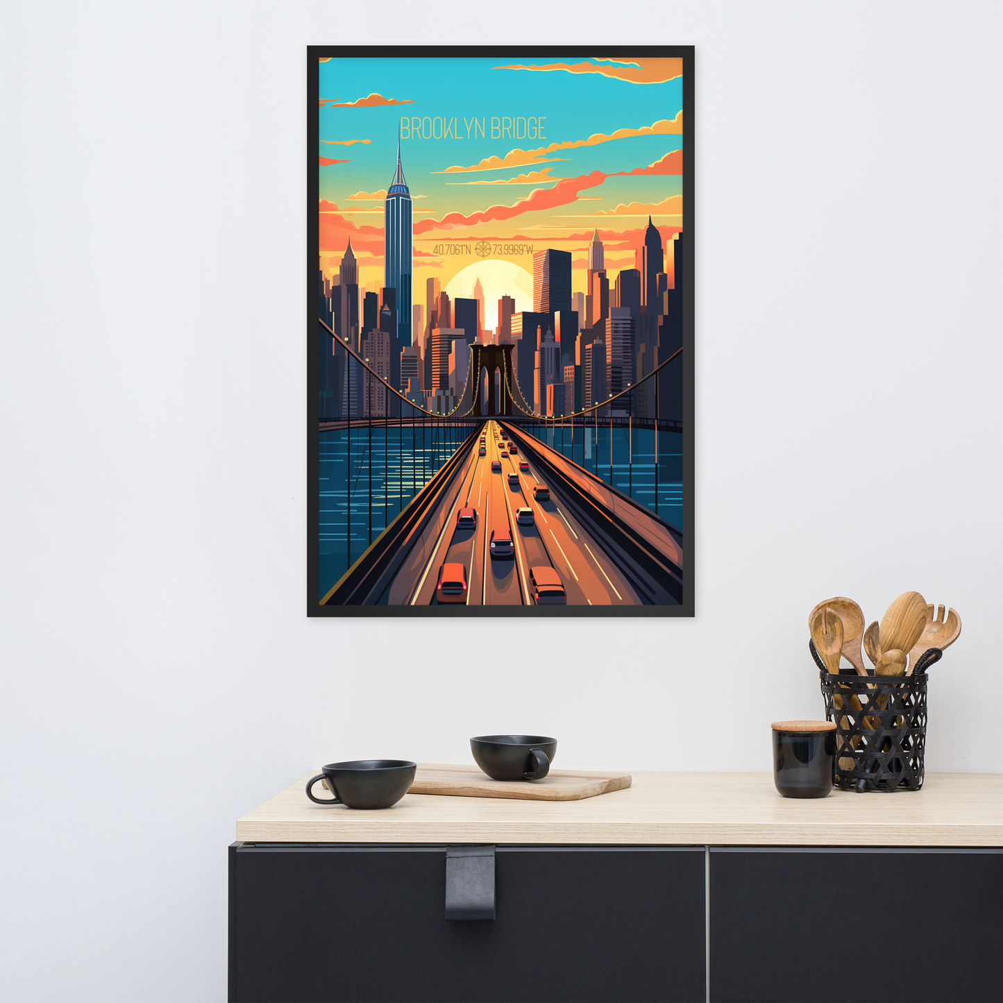 New York - Brooklyn Bridge (Framed poster)