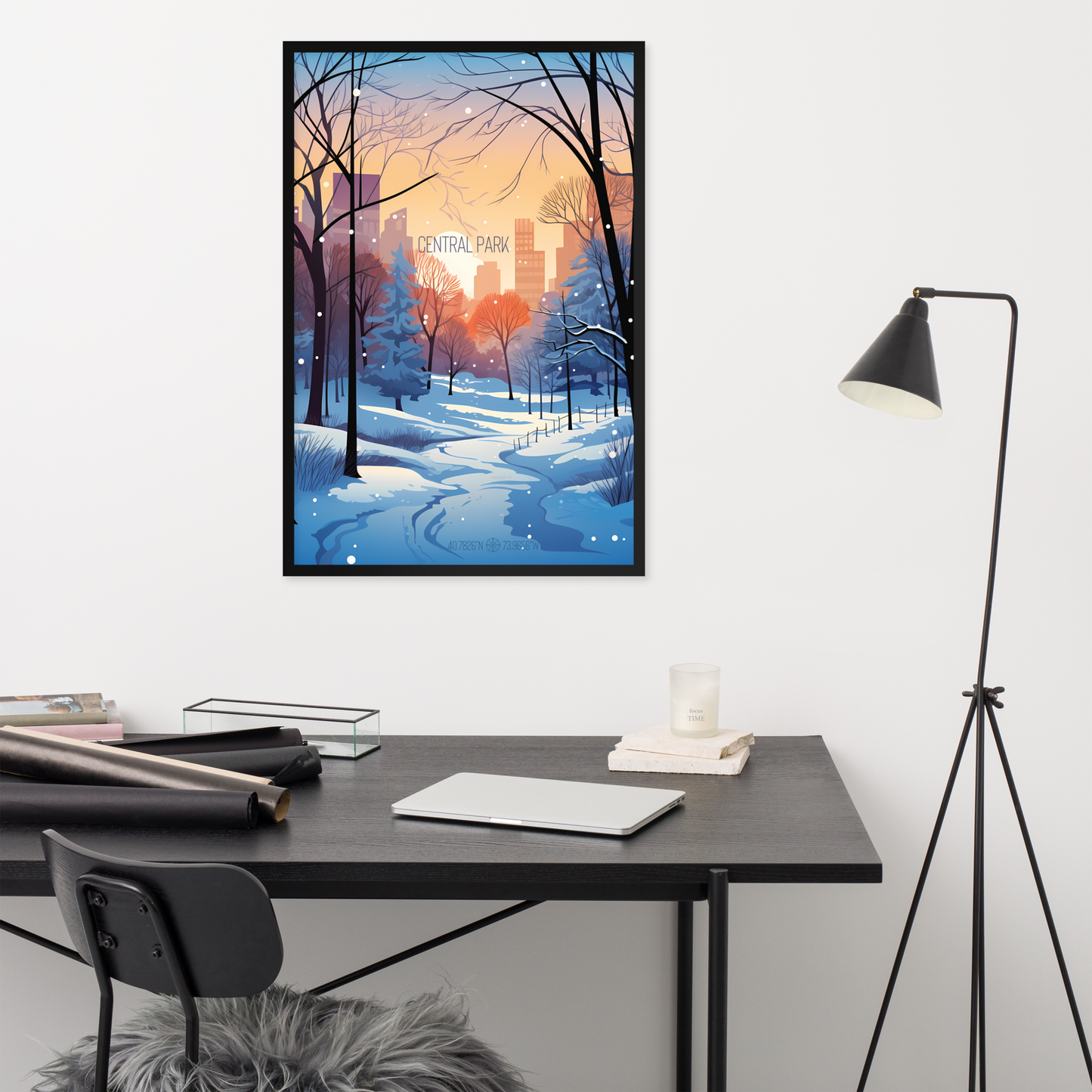 New York - Central Park Winter (Framed poster)