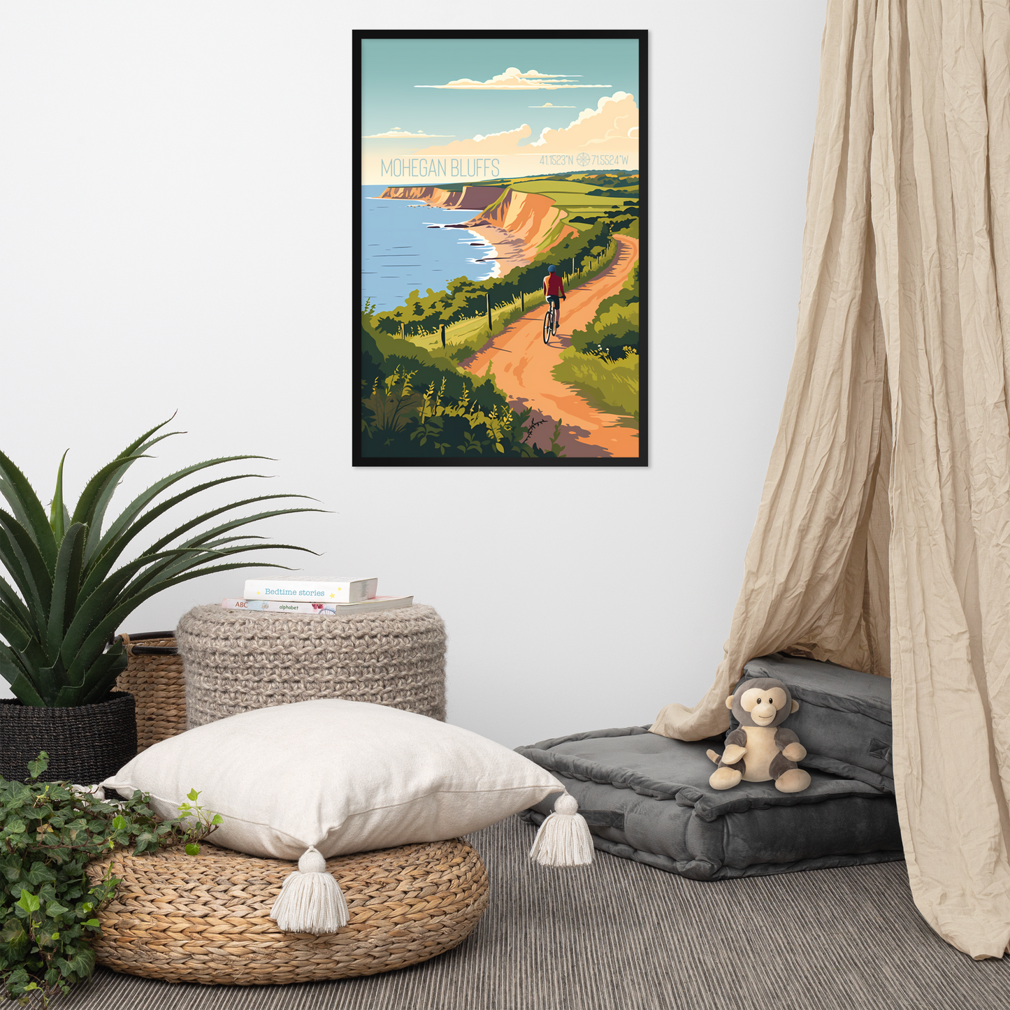 Rhode Island - Mohegan Bluffs (Framed poster)