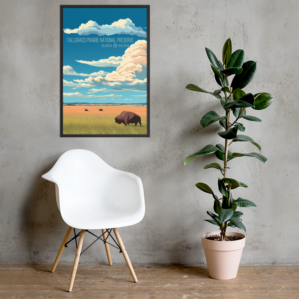 Kansas - Tallgrass Prairie National Preserve (Framed poster)